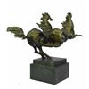 Image 2 : 20thc Modern Signed Galloping Horses Bronze Sculpture