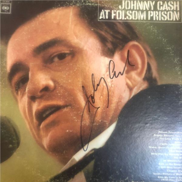 Signed Johnny Cash At Folsum Prison Album Cover