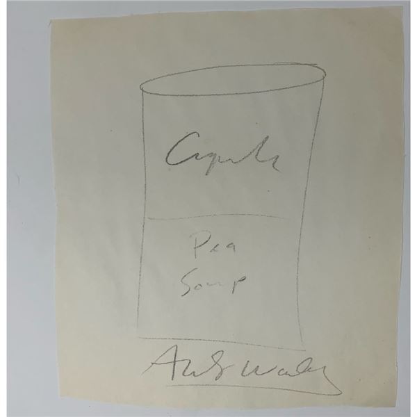 Signed Andy Warhol Pea Soup Can Sketch