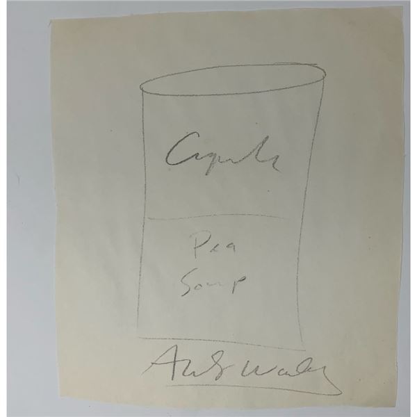 Signed Andy Warhol Pea Soup Can Sketch