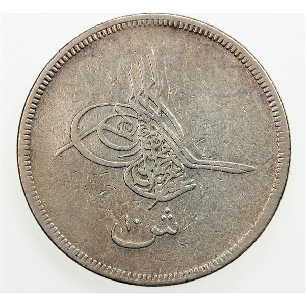 OTTOMAN: EGYPT: Abdul Aziz, 1861-1876, AR 10 qirsh, AH1277 year 4. VF