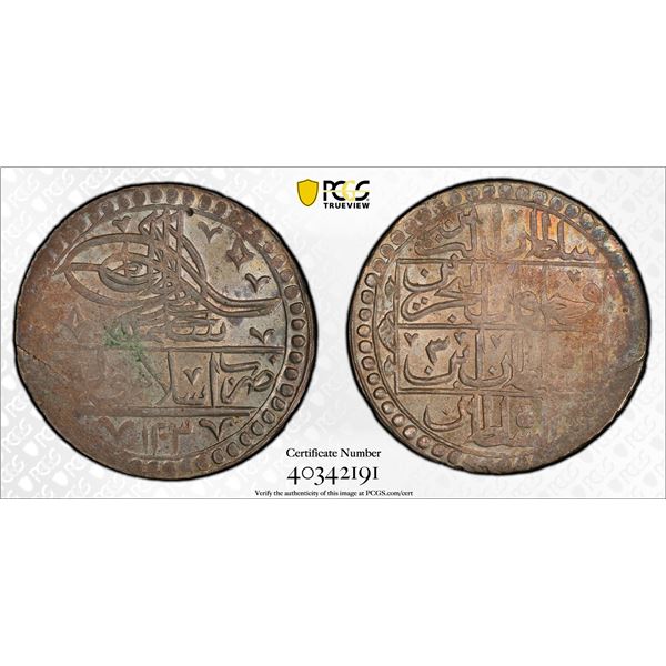 OTTOMAN: TURKEY: Selim III, 1789-1807, AR yuzluk, Islambul, AH1203 year 3. PCGS MS62