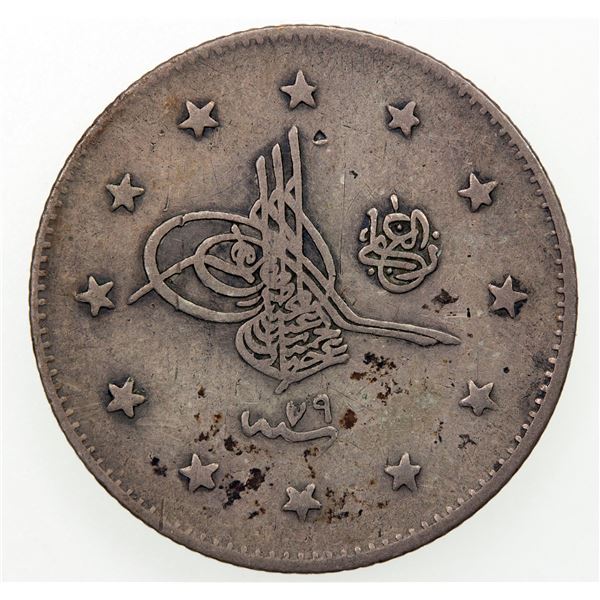 OTTOMAN: TURKEY: Abdul Hamid II, 1876-1909, AR 2 kurush, AH1293 year "79". F-VF