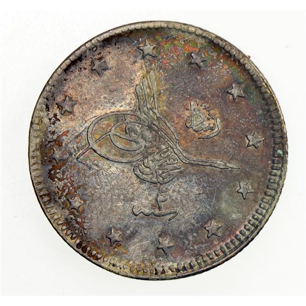 OTTOMAN: TURKEY: Muhammad V, 1909-1918, AR 2 kurush, Edirne, AH1327 year 2. VF-EF