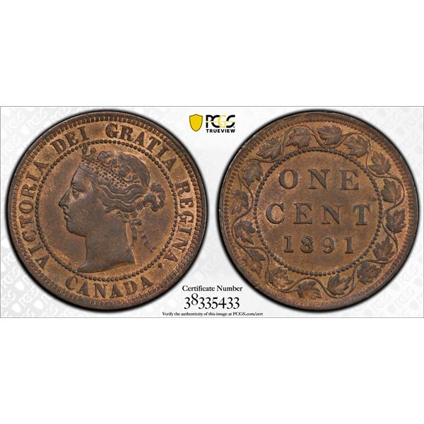 CANADA: Victoria, 1837-1901, AE cent, 1891. PCGS MS63