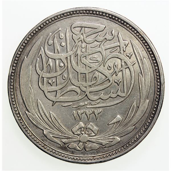 EGYPT: Hussein Kamil, 1914-1917, AR 20 piastres, 1916/AH1335. EF