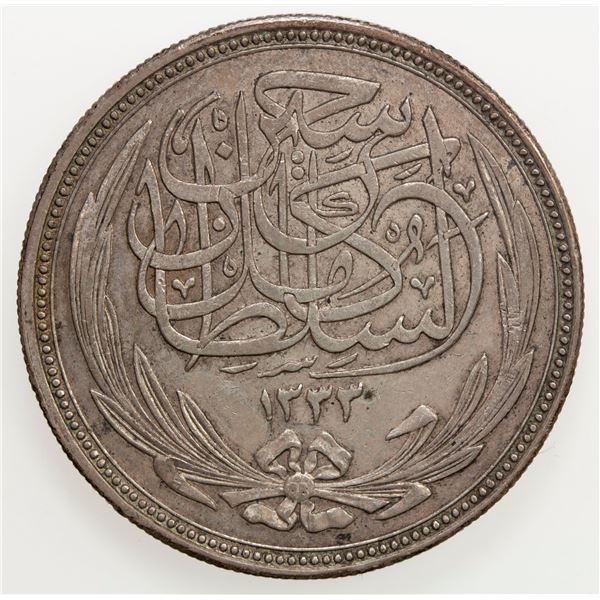 EGYPT: Hussein Kamil, 1914-1917, AR 20 piastres, 1917/AH1335. EF
