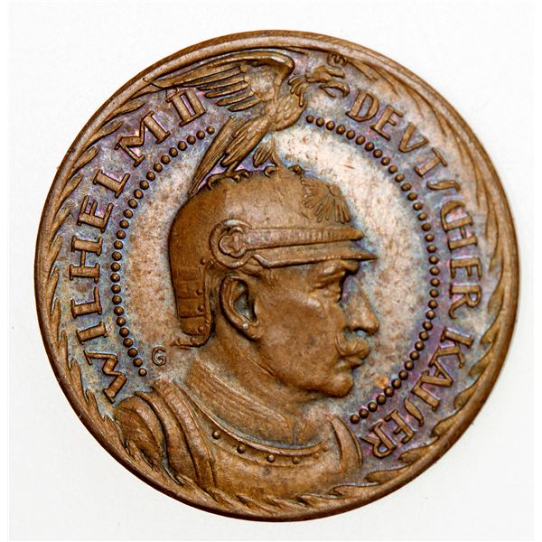 PRUSSIA: Wilhelm II, 1888-1918, AE 10 mark, 1913. AU