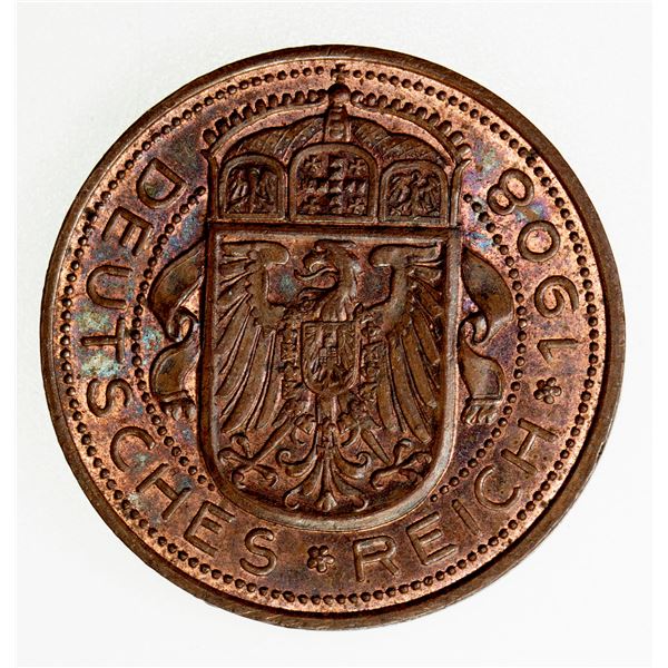 GERMANY: Empire, AE 25 pfennig (4.31g), 1908. PF