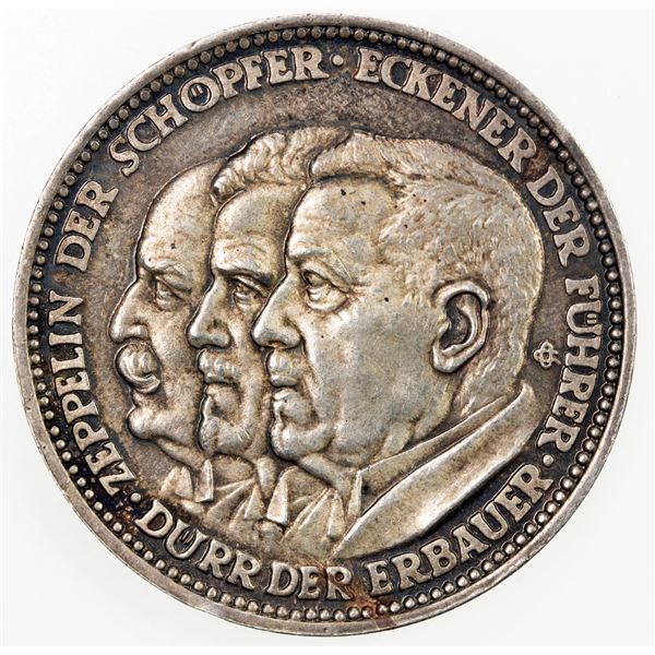GERMANY: Weimar Republic, AR medal, 1929, Graf Zeppelin, AU