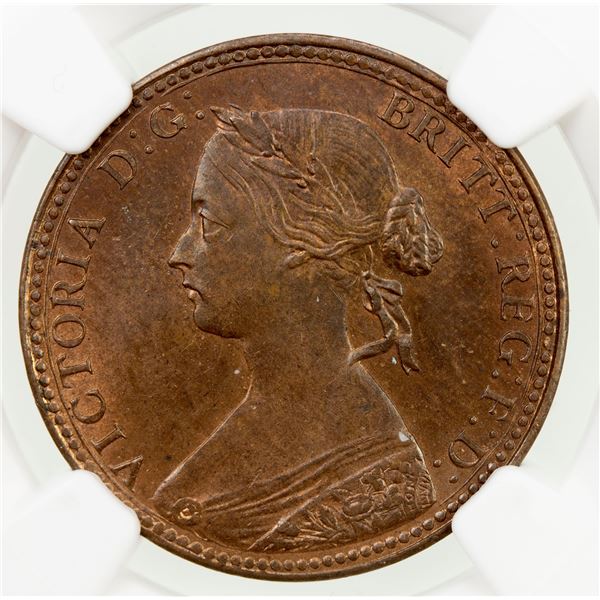 GREAT BRITAIN: Victoria, 1837-1901, AE halfpenny, 1860. NGC MS64