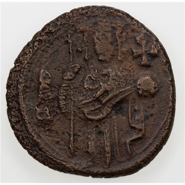 ITALIAN STATES: SICILY: Roger II, 1105-1154, AE follaro (4.36g), Messina, ca 1127-1130. VF