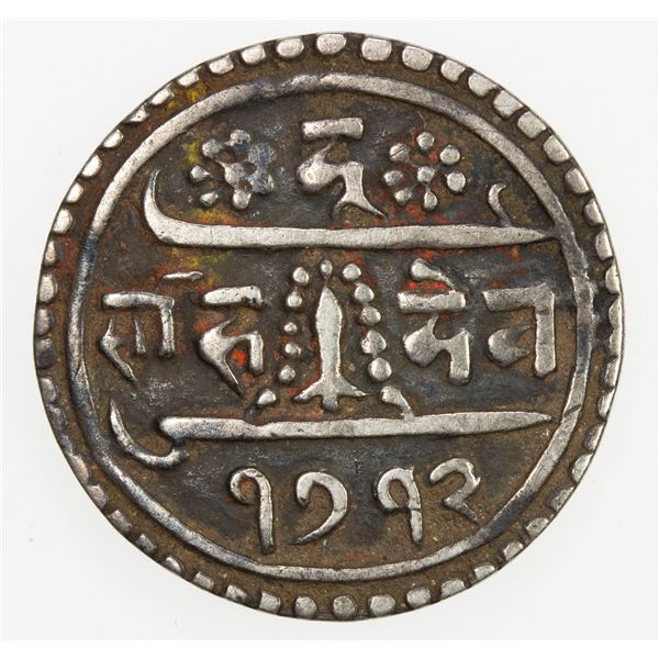 NEPAL: Rana Bahadur, 1777-1799, AR 1/2 mohar (2.54g), SE1712. F