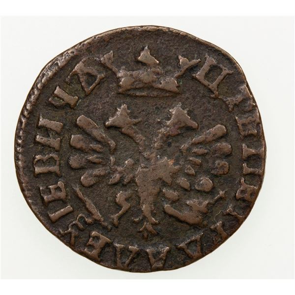 RUSSIA: Peter I, 1682-1725, AE polushka, Kadashevsky Mint, Moscow, 1707