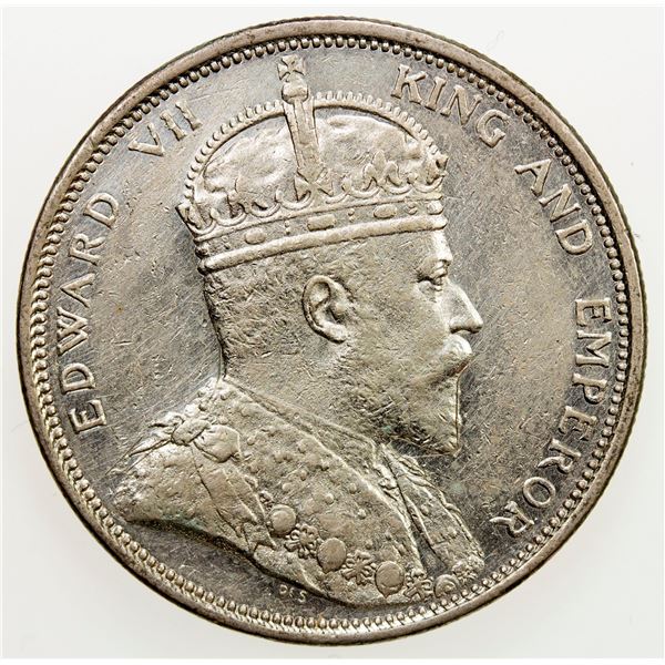 STRAITS SETTLEMENTS: Edward VII, 1901-1910, AR dollar, 1904-B. EF