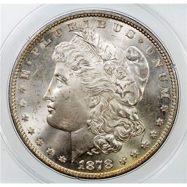 UNITED STATES: AR dollar, 1878, KM-110, PCGS graded MS64, 7TF, reverse of 1878 variety, rattler