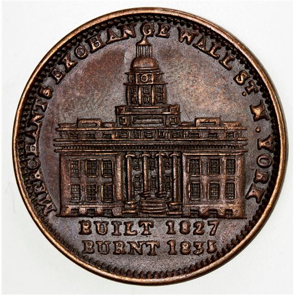 UNITED STATES: , AE Hard Times Token (9.18g), ca 1840, MERCHANTS EXCHANGE WALL ST, AU
