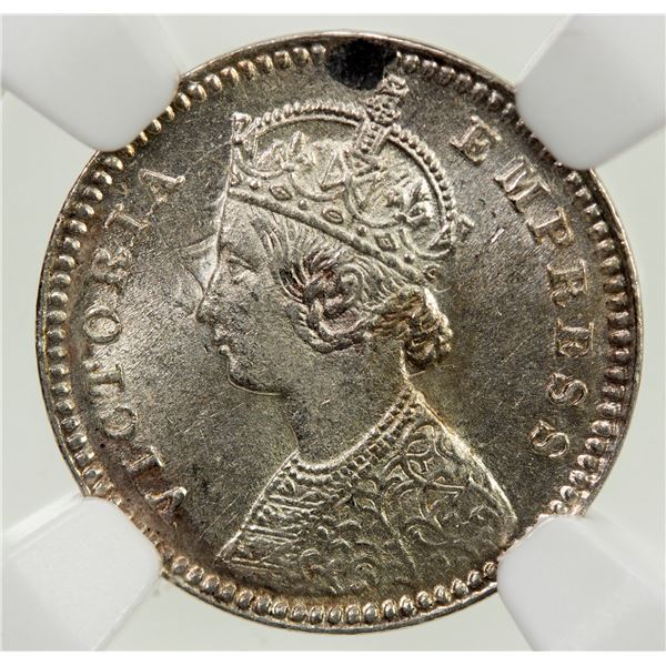 BRITISH INDIA: Victoria, Empress, 1876-1901, AR 2 annas, 1878(c)