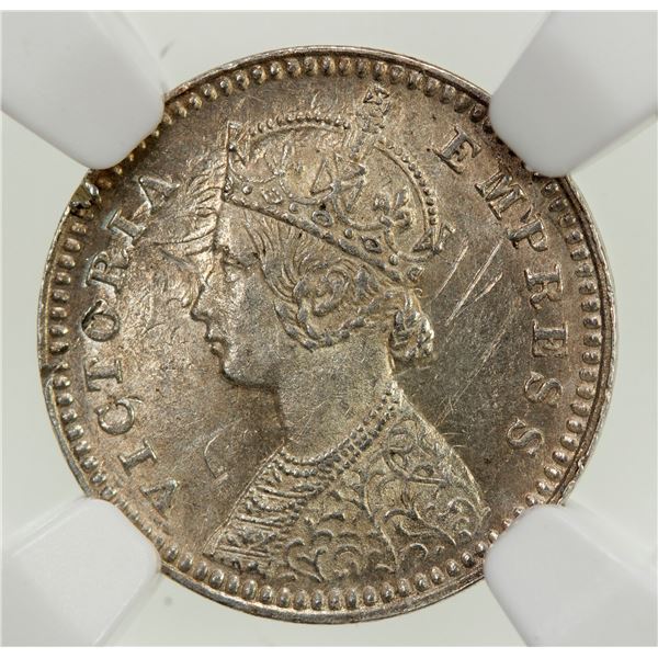 BRITISH INDIA: Victoria, Empress, 1876-1901, AR 2 annas, 1878(c)