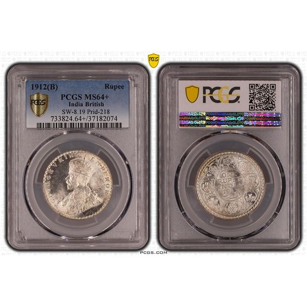 BRITISH INDIA: George V, 1910-1936, AR rupee, 1912(b). PCGS MS64