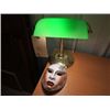 Image 1 : GREEN BANKER'S LAMP, PORCELAIN MASK