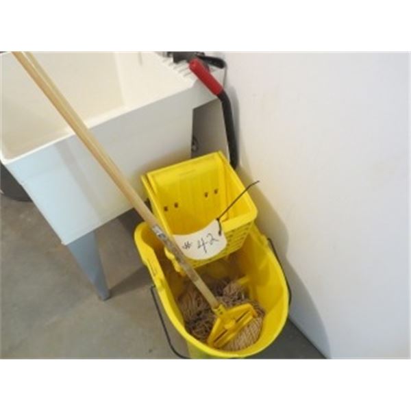 COMMERCIAL MOP BUCKET, SQUEEGEE & MOP