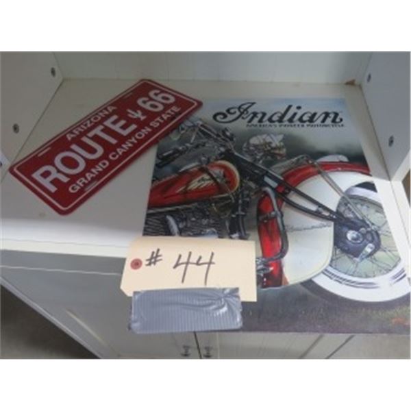 2 - METAL SIGNS (ROUTE 66 & INDIAN)