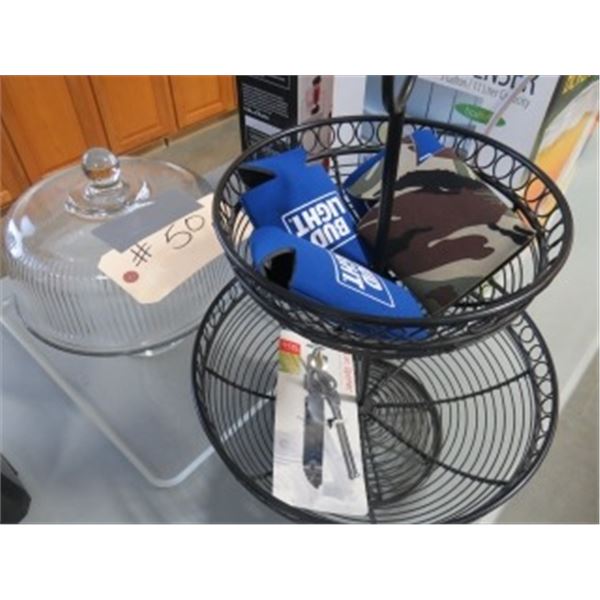 GLASS CAKE DISPLAY, FRUIT DISPLAY BASKET