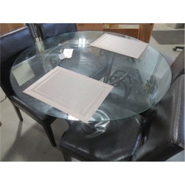 GLASS TABLE   C/W 4 CHAIRS