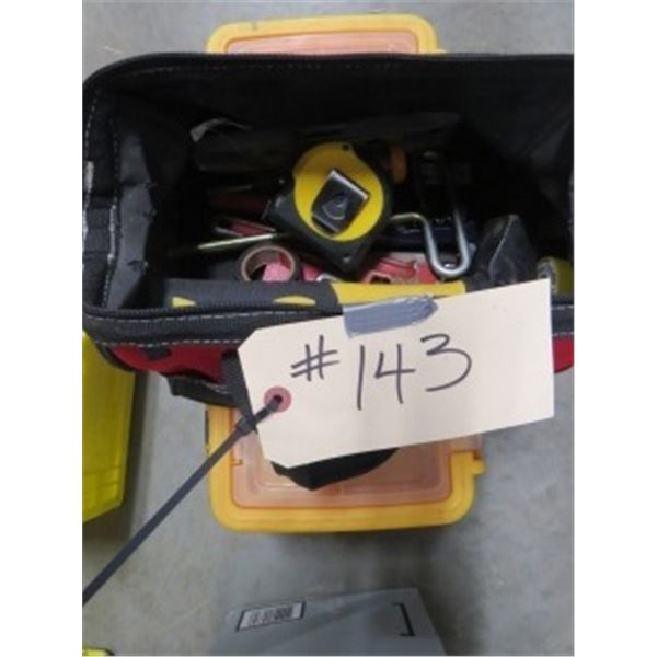 HUSKY TOOL BAG C/W TOOLS, PLUS YELLOW TOOL BOX