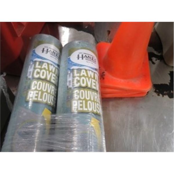 3 ROLLS LAWN COVER & GARBAGE CAN