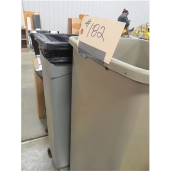 2 - PLASTIC GARBAGE CANS (ALL FOR ONE MONEY)