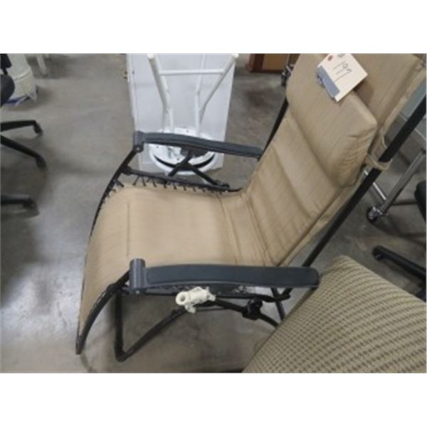 LOUNGING CHAIR, & 2 SMALL FOLDING CHAIRS