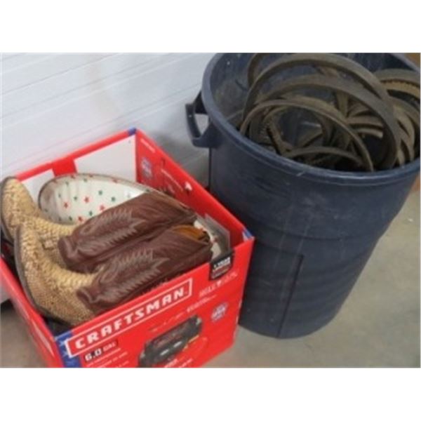 BELTS & BLUE GARBAGE BIN