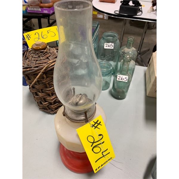 RED & WHITE LAMP C/W GLOBE