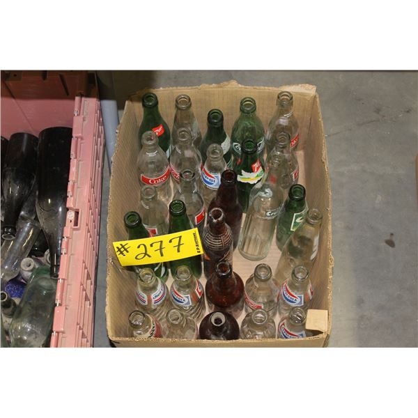 BOX OF VARIOUS POP BOTTLES