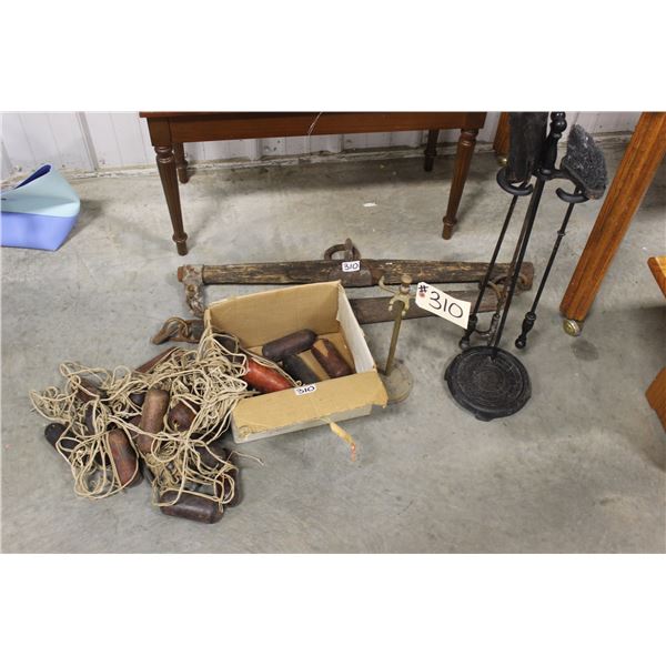 FISH NET, FIREPLACE TOOLS, NECK YOKES