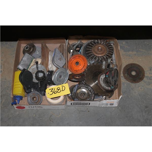 2 BOXES OF CHAULK LINES, GRINDING & CUTTING WHEELS