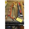 Image 1 : 3 HANDSAWS, PRYBAR, LEVEL, SNOW BRUSHES
