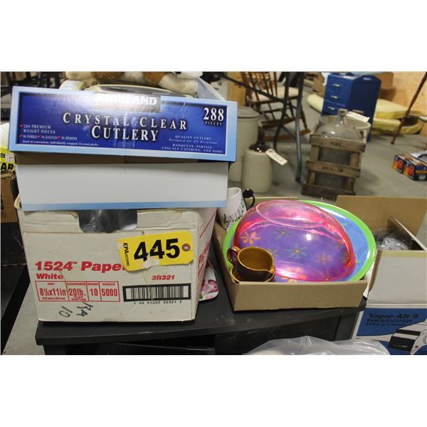 4 POTTERY WINE GOBLETS, ELECTRIC WINE BOTTLE, 2 CANDLE HOLDERS & BAG OF MISCELLANEOUS PLASTIC & 2 BO