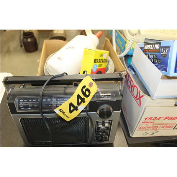 RADIO, CALF BOTTLE, LIGHT BULB, WIRE & TABLE (BLACK)