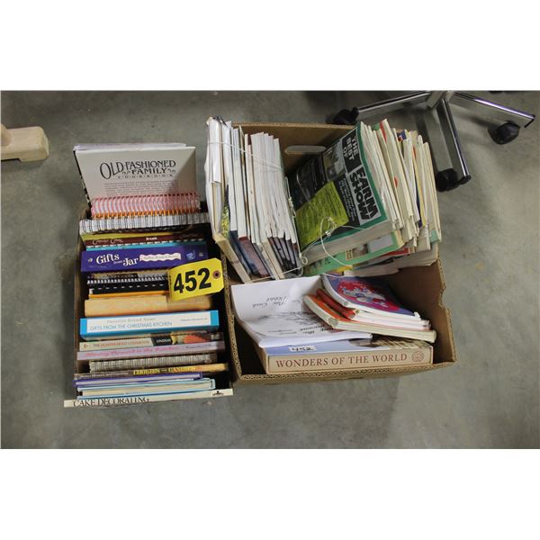 2 BOXES OF MISCELLANEOUS BOOKS, COOKBOOKS, ETC