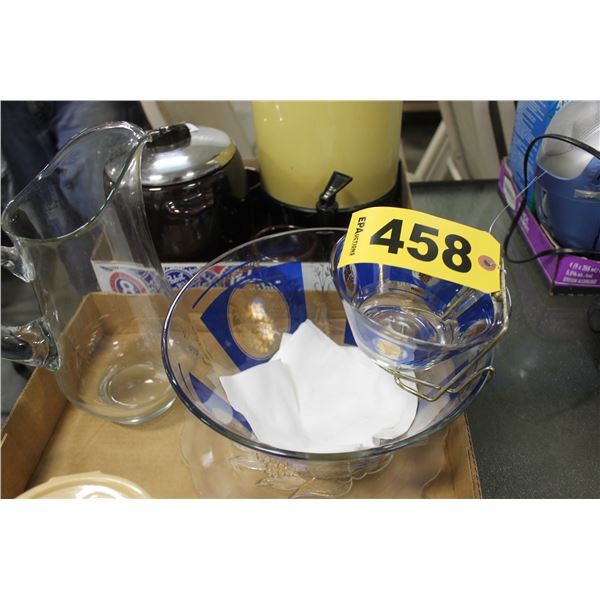 WATER PITCHER, CHIP & DIP SET & CAKE PLATE