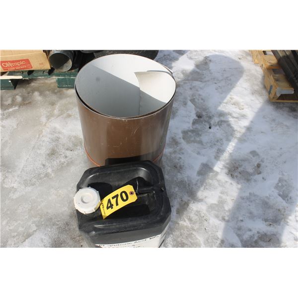 PLASTIC JUG & ROLL OF TIN