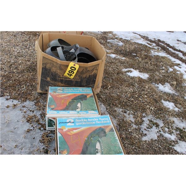 FLEXIBLE FENDER FLARES, 2 FACE SHIELDS, 1 WELDING HEMET