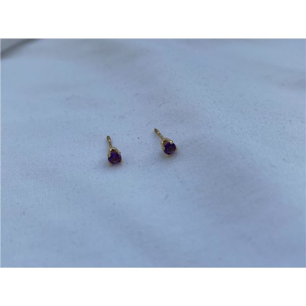 gold amythest earrings studs