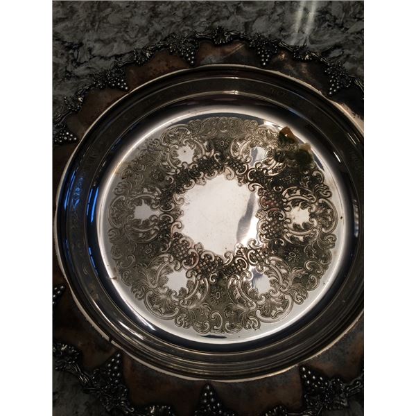 silver plate round dish with lid