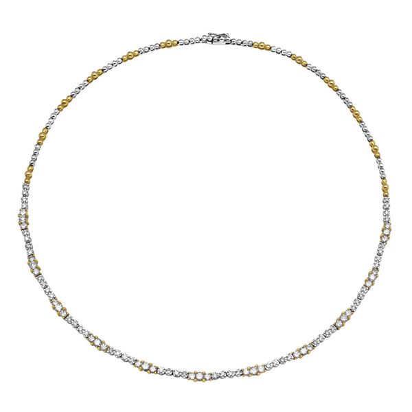 Natural 3.40 CTW Diamond Necklace 18K Two Tone Yellow Gold - REF-399Y6N