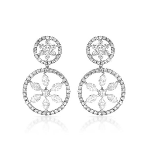 Natural 2.29 CTW Diamond & Marquise Earring 14K White Gold - REF-216M2F