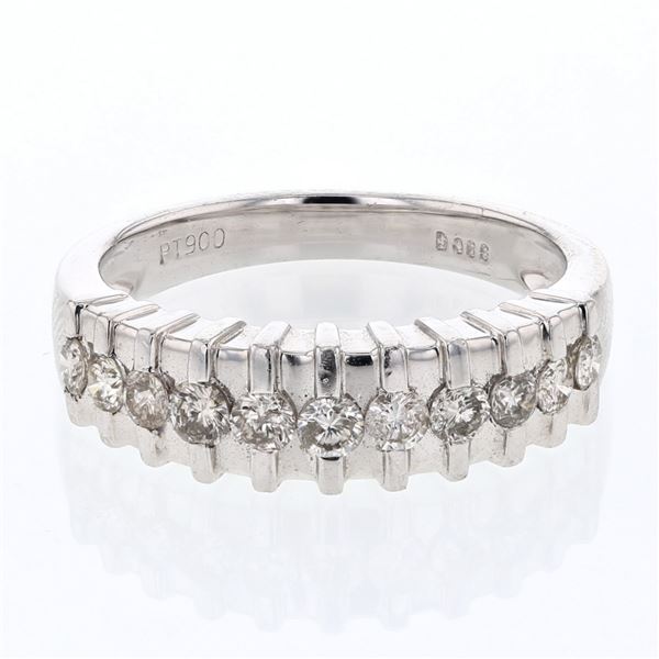 Natural 0.59 CTW Diamond Band Ring Platinum - REF-139M5F